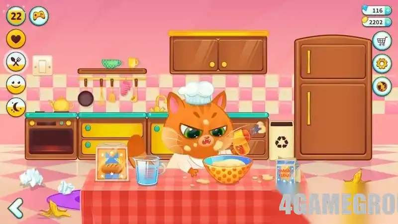 Игровые заботы о котике Bubbu: кормление, сон и уход