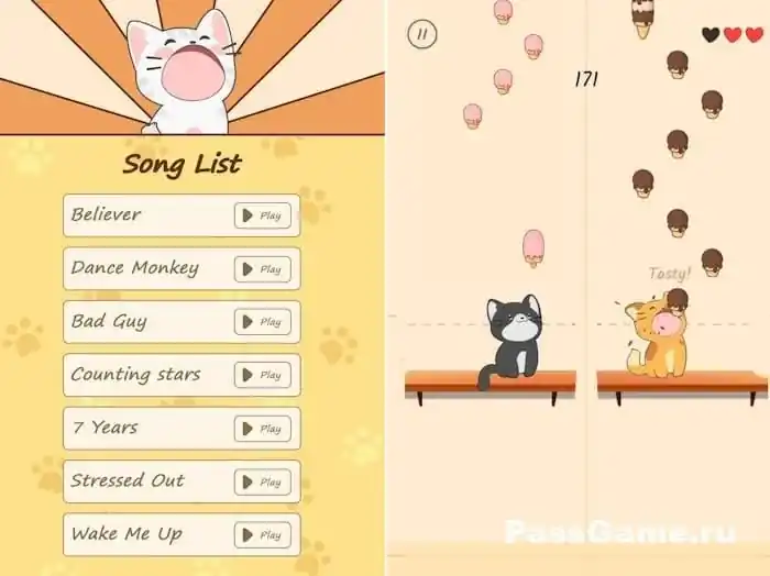 Геймплей Duet Cats: управление двумя котами