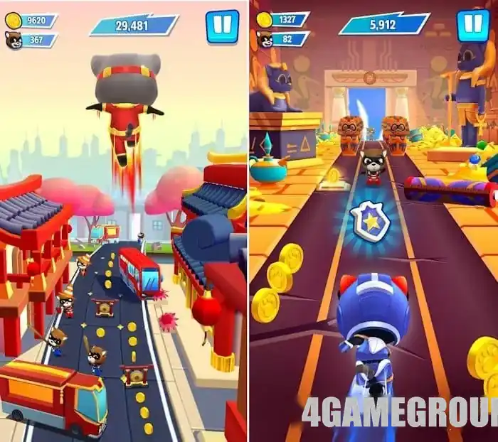 Геймплей Talking Tom Hero Dash: прыжки, подкат и смена полос