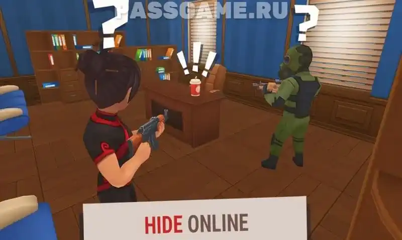 Скриншот геймплея Hide Online: охотники ищут замаскированные предметы