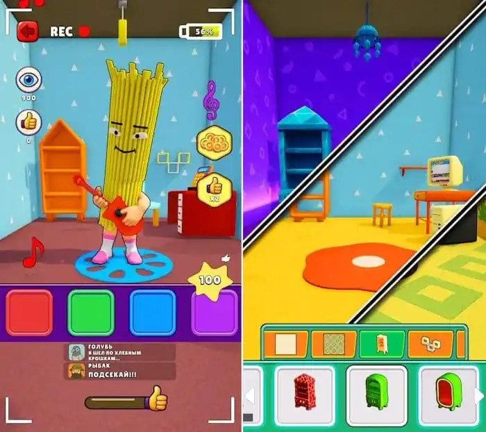 Геймплей: ломаем спагетти, собираем лайки и прокачиваем комнату