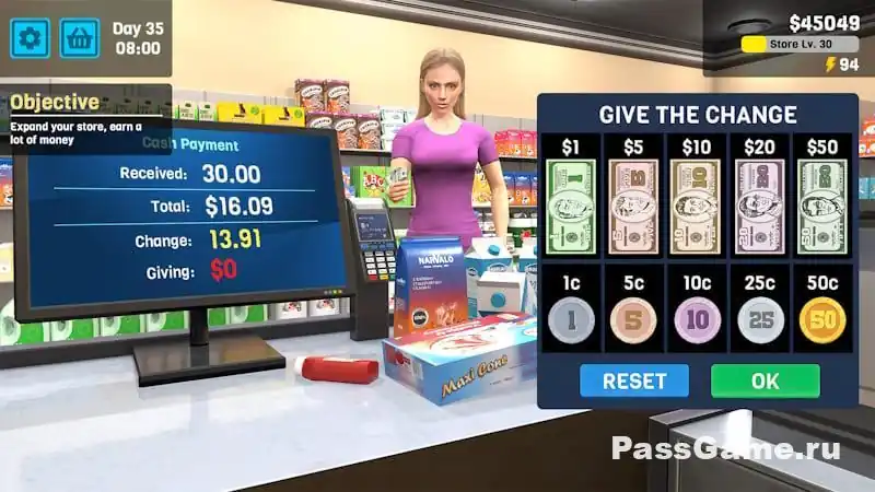 Вид магазина и оформление в Manage Supermarket Simulator