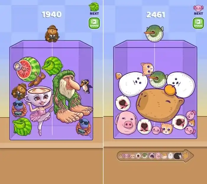 Merge Fellas — процесс падения и слияния мемных зверей