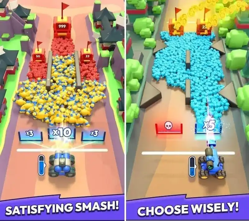 Геймплей Mob Control на Android: пушка и множители на поле