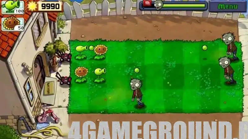 Бой растений с зомби на клеточном поле