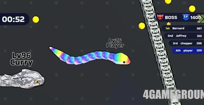 Геймплей Snake Clash: ускорение, прокачка и рейтинг