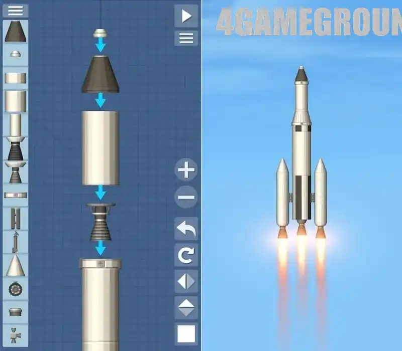 Геймплей Spaceflight Simulator: запуск ракеты и полёт в космос