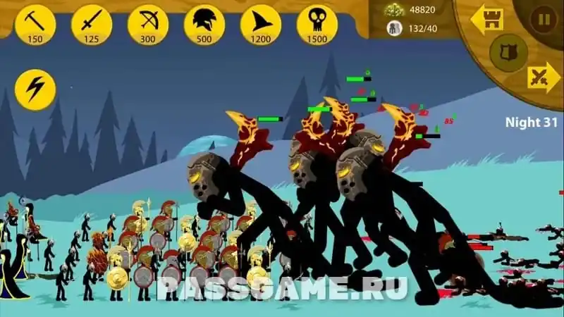 Скриншот геймплея Stick War: Legacy — бой и управление отрядом