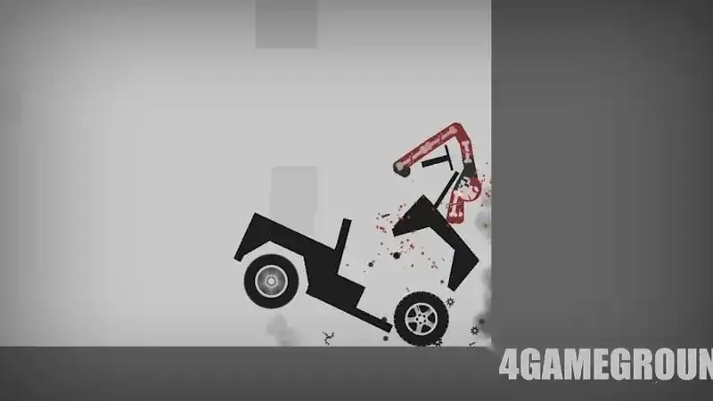 Геймплей Stickman Dismounting: тестирование транспорта и столкновения