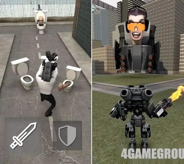 Toilet Fight Open World — управление и драки на локации