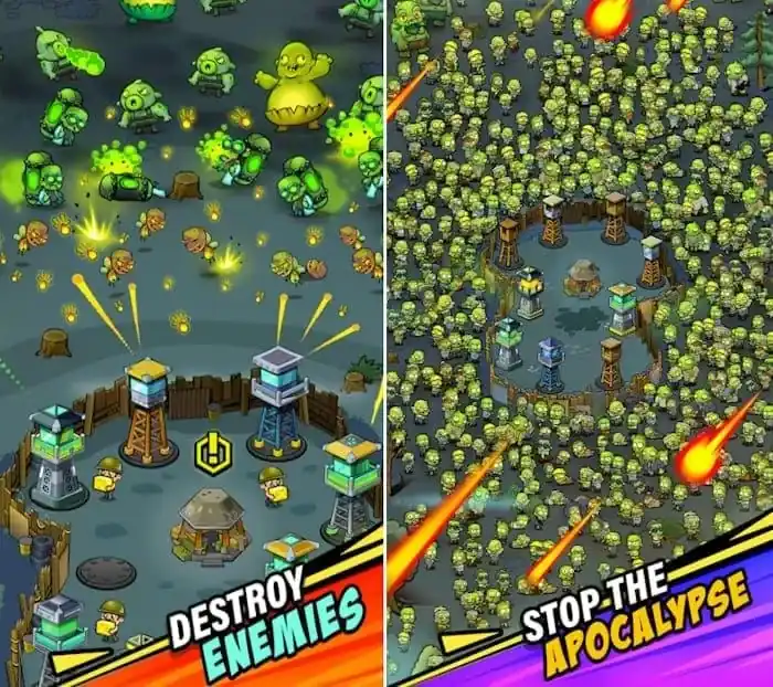 Скрин боя и подготовки в Zombie Towers