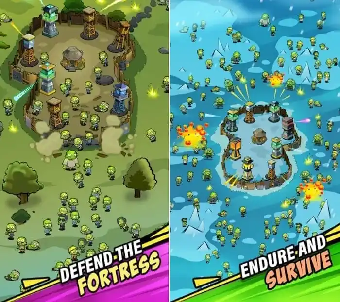 Башни, ловушки и оборона лагеря в Zombie Towers