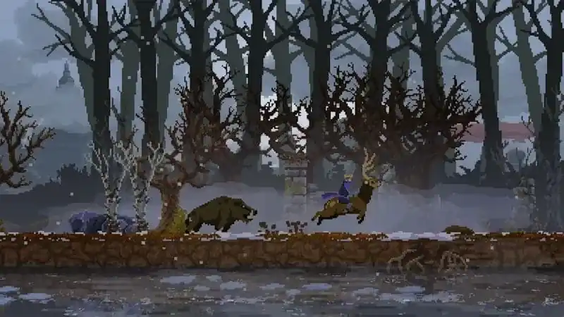 Поездка верхом по боковой карте в Kingdom Two Crowns